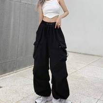 여성 와이드팬츠 여자 스트릿바지 Y2K 캐주얼 카고 팬츠 스트리트웨어 드로스트링 루즈 와이드 레그 스트레이트 23 Ins 패션 레이디 오버사이즈 스웨트팬츠
