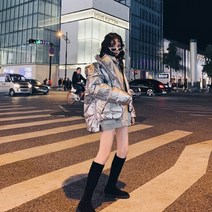 DAPANDA 카운트다운 작은 키에 밝은 은색 패딩 여 숏기장 2020 신상패션 유러피안