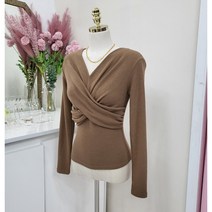 브이넥 꼬임 랩 티셔츠(2color)