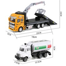 자전거트레일러 크레인 트레일러 견인 트럭 장난감 모델 1:48 어린이용 19CM 철수 쓰레기 합금 다이캐스, 01 Big and Small