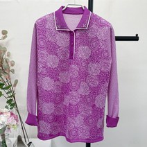 국민할매 국내생산 할머니옷 겨울티 기모 플라워 긴팔 라운드 티셔츠[DAS_R2] 요양원옷