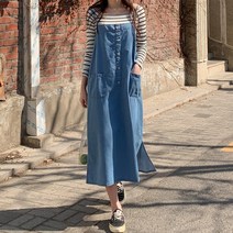 에브리나나 / 버튼 데님 뷔스티에원피스