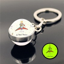 키링 열쇠고리 키홀더 1pc 12 스타일 야광 어린 왕자 금속 키 체인 시간 보석 카보 숑 유리 펜던트 글로우 인 다크 키 체인 홀더
