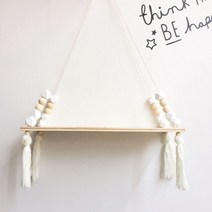 벽장식소품 우드 인테리어 헌팅트로피 소품 북유럽 스타일 수제 유치원 장식 벽 선반 소녀 옷 보관 랙 방, 03 white