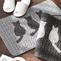 [iswas] [N365] 모던 고양이 퀼팅 목화솜 욕실매트 60x40, 색상:차콜