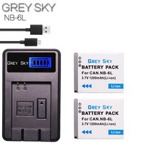 2pcs NB-6L 배터리 + 캐논 IXUS 310 SX240 SX275 SX510 HS 95 200 105 210 300 S90, 01 charger and 2battery