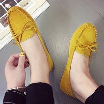 아자레 스웨이드 플랫 드라이빙 슈즈 리본 스트랩 빈티지 로맨틱 러블리 캐주얼 구두 단화 로퍼 가을 겨울 데일리 신발 발이 편한 가벼운 모카신 1cm 230~250mm