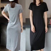 3컬러 브이넥 캐주얼 데일리 반팔원피스 LKO40