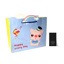 27리빙 선물 쇼핑백 10p+감사 스티커 10p, 대, 09 동물친구들 아기돼지