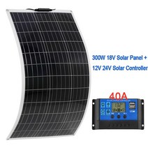 300W 태양 전지 패널 18V PET 유연한 시스템 키트 RV 자동차 배터리 충전기 가정용 야외 애완동물, 06 300W 40A Controller
