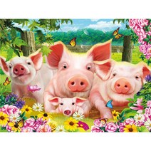 복돼지 가족 우드 직소퍼즐 해돼지띠 행운 행복 재물 장수 가져다주는 럭키피그 나비 말 풍수 조각퍼즐 모음 어르신 효도선물 집콕취미 집중력향상 성인용 스트레스 해소, 복돼지 가족 퍼즐05호, 1000피스