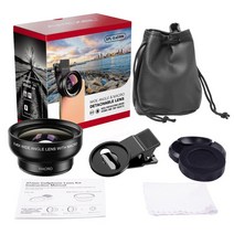 카메라렌즈 호환 mm+아랑 캐논 50mm1.8 24-70 rf 24-105 APEXEL-2 인 1 HD 카메라 렌즈 0.45x 초광각 및 1, 01 BLACK