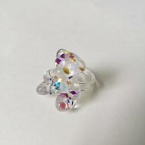 글루링 접착제링 Losr 레이디 2021 여성용 반지 투명 아크릴 무성 귀여운 곰 파티 여행 쥬얼리 틈새, 06 white