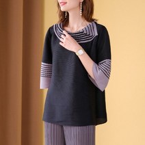 플리츠 블라우스 자수 상의 여성 봄 가을 스타일 루즈 빅사이즈 디자인 비 주류 베이직 티셔츠