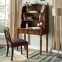 엔틱책상 엔틱데스크 책장 포함 미국식 원목 책상, 1미터 책상+책장(이층)+책의자