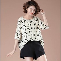 [바니드 상표특허] 중년여성 나들이 룩쉬폰 웨이브 블라우스 + 5002