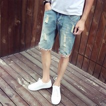 남성 청반바지 여름 자수 펀칭슬림 스판 5부 미디엄 남성복 뉴타임즈 C16 L898X442