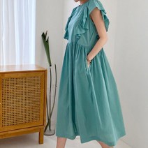 [스위트플러스] 임부복 신디 숄더 프릴 플레어 나시 임산부 원피, 색상:보라