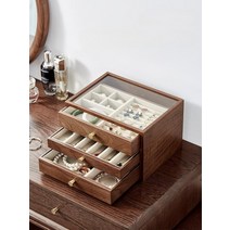 3단 4단 나무 보관함 귀걸이 반지 예물 투명 목걸이 보석함 폐물함 서랍, 03.4단 보석함