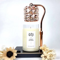 캔들백화점 스퀘어 크리스탈 루시드 캔들워머+소이캔들 대용량 대왕1000ml 캔들 세트, 루시드 로즈골드블랙+체리블러썸