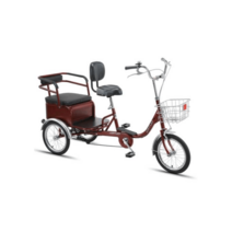 뒷자석 있는 노인자전거 삼륜자전거 사륜자전거 짐칸, 스틸 프레임 14인치 빅 실버 3륜