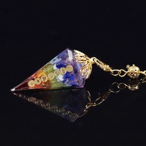 레인보우 원석 펜듈럼 에너지 크리스탈 다우징 파워스톤, 1개, B 체인길이 26cm