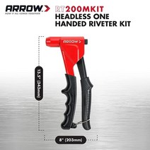 Arrow RT200MKIT 헤드리스 한 손 리벳 공구 키트 금속 원단 가죽 및 자동 수리를 위한 수동 리베터 세트 0.3cm(1/8인치) 0.8cm(5/32인치) 0.