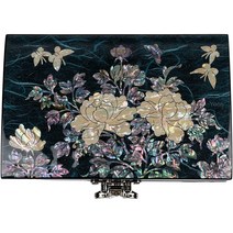 스튜디오아윤 목단 자개 보석함, 블루, 1개