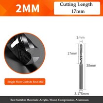 5A 초경 단일 플루트 인치 엔드 밀 목공 도구 알루미늄 절삭 공구 cnc 밀링 커터 목재, 10pcs, 2-3.175-17