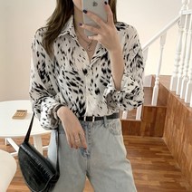 넷투넷코리아 여성 카라넥 긴팔 패턴 셔츠 데일리 하객룩 블라우스