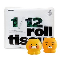 1+1 코주부 친환경 18롤 40m 3겹화장지 18롤 먼지없는 우유팩 재생 화장지+카카오프렌즈 롤휴지 케이스, 휴지 1팩(12/1그루)+라이언 케이스