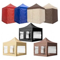 WINAIR 4COLORS 캐노피 방수 천막 지붕+프레임+일반바람막이4면 풀세트, 3mx2m_레드(지붕+프레임+일반바람막이4면세트)