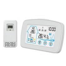 YJ-5003 Press Screen Weather Station Transmitter Humidity Meter Clock, 01 WHITE