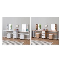 자매방 2인 화장대세트 공부책상 겸용 신혼화장대 예쁜화장대 수납화장대거울 멀티수납화장대 수납형화장대, 화이트