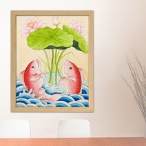 나봄갤러리 약리도 (40X31) 잉어그림 액자, 3.내츄럴 액자