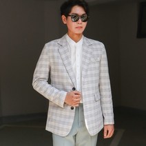 바젤 무료배송[BJ699]댄디한 체크 남성하객룩 린넨자켓