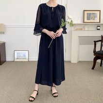 WOW374 SHOP 여성 편안한 착용감 쉬폰 소재 상하의셋업 상의(블라우스)+하의(팬츠) [네이비 패턴프린트 택 1]