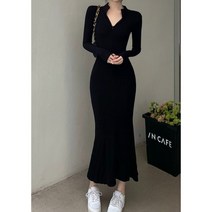 그레이스 뮤즐원피스 머메이드 롱 긴팔 슬림핏 원피스 페미닌룩