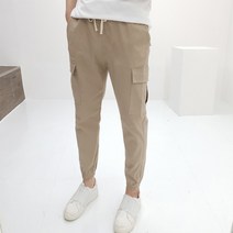 프롬엘 남자 면 스판 카고 밴딩 9부 조거 팬츠(3COLOR)