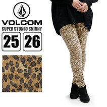 볼콤 레이디스 팬츠 VOLCOM B1931402 SUPER STONED SKINNY 레오파드 총무늬 프린트 청바지 지팡이 스키니