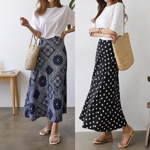 쏘쭌 빅사이즈 있음 블랙 네이비 무지 호피 레오파드 페이즐리 도트 땡땡이 냉장고 롱 스커트