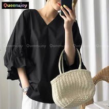 퀸앤조이 모던리즘 루즈핏 퍼프소매 블라우스***판매자 SSK무역***