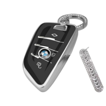 키에티 BMW 신형 풀커버 TPU 엣지 키케이스 B타입 + 큐빅번호판, 실버_블랙