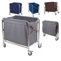 접이식 세탁물 수거함 카트 호텔 병원 사우나 타올, 원형 블루(90)