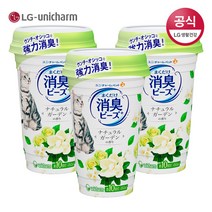 LG유니참 고양이 화장실 비즈 탈취제 내추럴 그린향, 450ml, 3개입