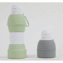 접이식 오버롤 실리콘 텀블러 소프트 물병 휴대용 등산 운동 물통 600ml, 그레이