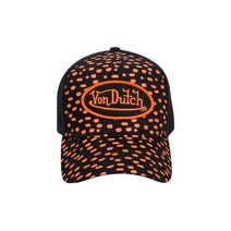 본터치 모자 Von Dutch 정통 남녀공용 성인 프린트 로고 트럭 운전사 스냅백 오렌지 도트