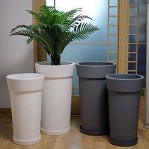 FRP화분 턱원형화분 중사이즈, 상품선택, 기본받침형 화이트
