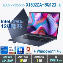 ASUS 비보북 15 X1502ZA-BQ123 + Win11 Pro포함 / 12세대 i5, WIN11 Pro, 16GB, 1TB, 12세대 인텔 코어 i5 1240P, 콰이어트 블루