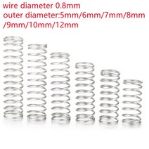 태엽 스프링 인장 볼트 코일 금형 스파이럴 대형 용수철 20 개몫 0.8mm 스테인레스 스틸 마이크로 소형 압축 od 5mm6mm7mm8mm10mm 길이 10mm 50mm, 30mm, 10mm